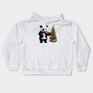 Giant Panda Playing Violin Christmas Kids Hoodie